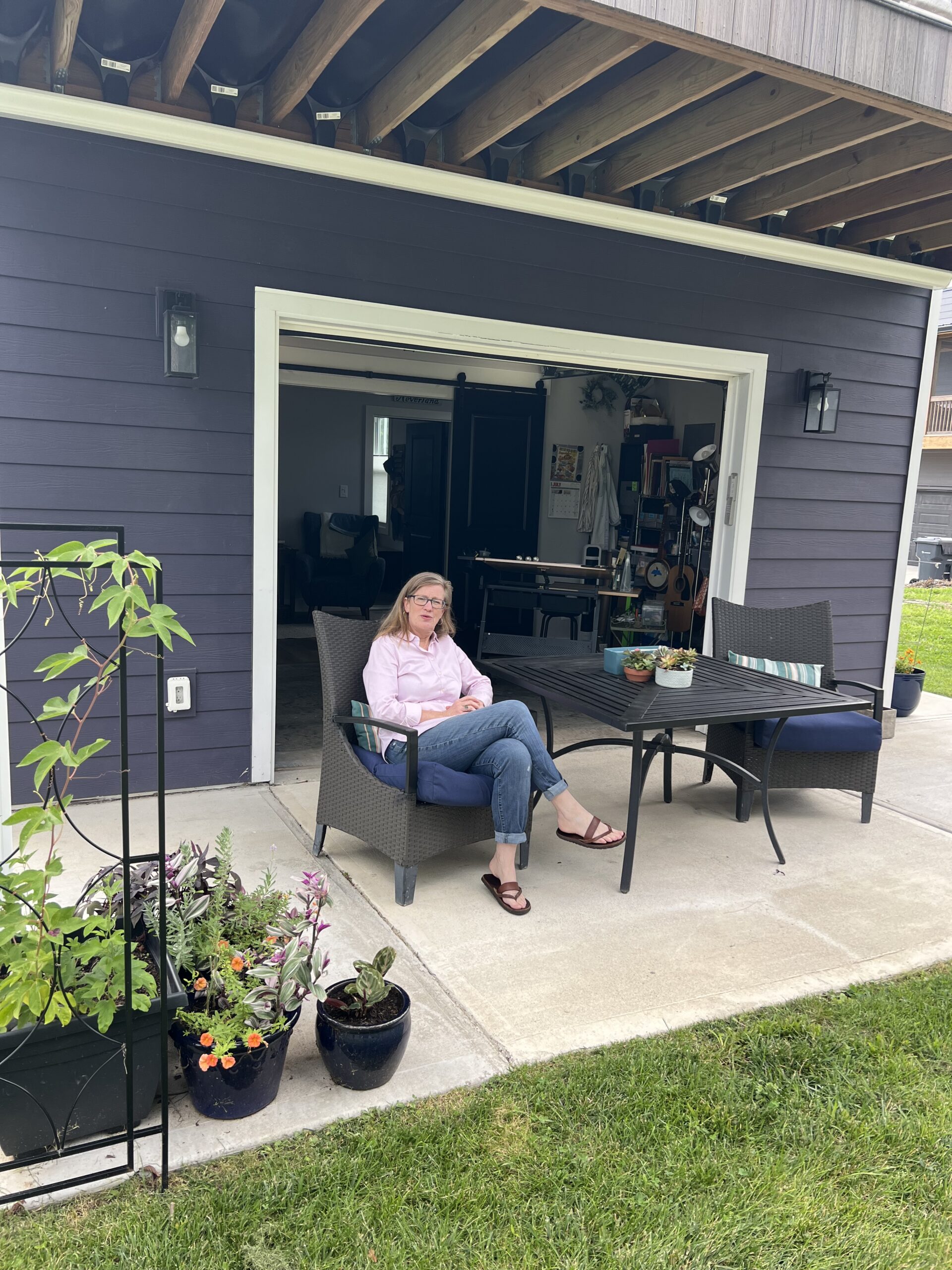 Carrie Tipton outside her Artists’ Village home.